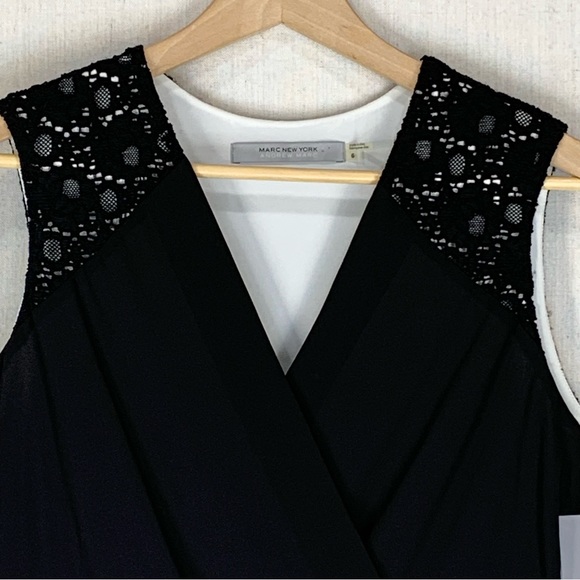 Marc‎ New York~NWT~Sleeveless Black Lace V-Neck Mini Party/Cocktail Dress~Sz 6 - Picture 3 of 14